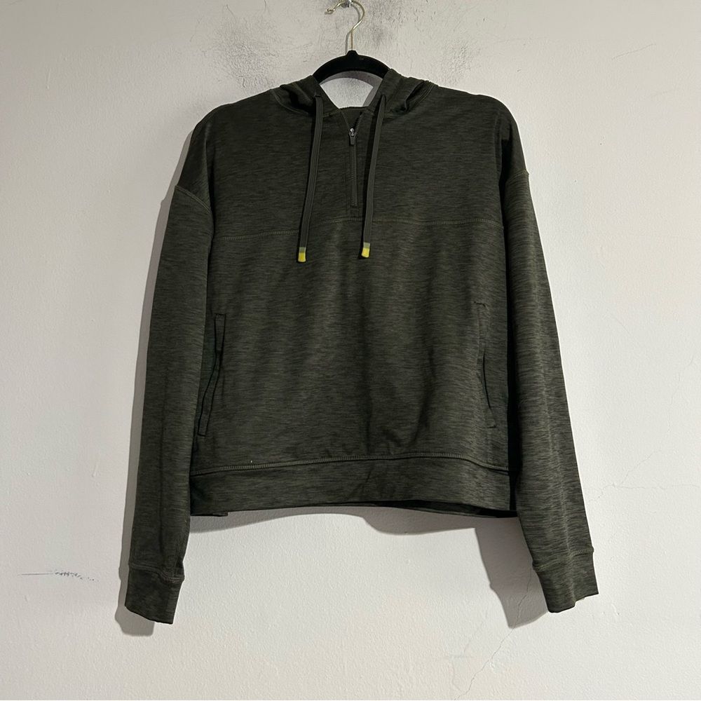 Title Nine Break a Sweat 1/2 Zip Hoodie Heathered Green Size Large Outdoor